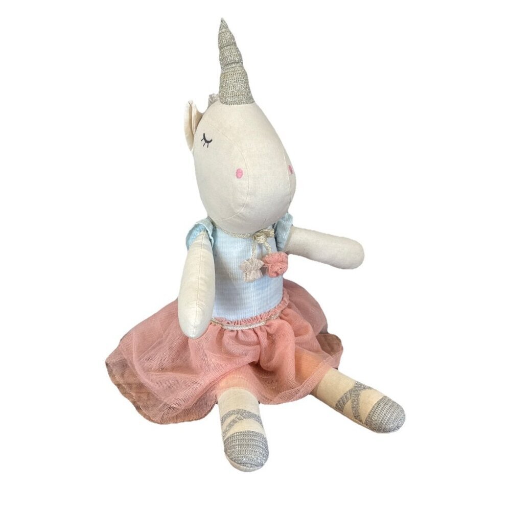 Mud Pie Plush Pink & Ivory Ballerina Unicorn In Tutu 20"